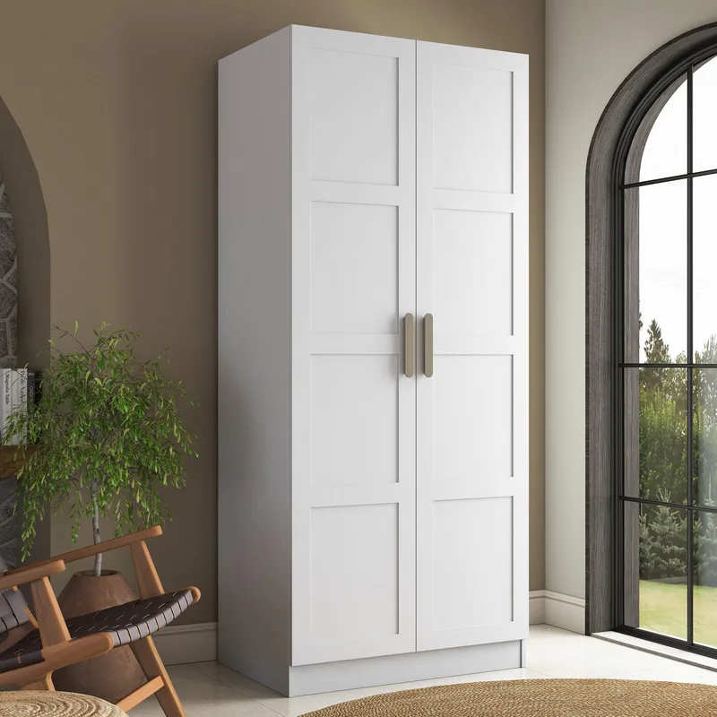 Sarnor Garderob 90x210x57,5 cm - Vit - Förvaring - Skåp - Garderobsskåp