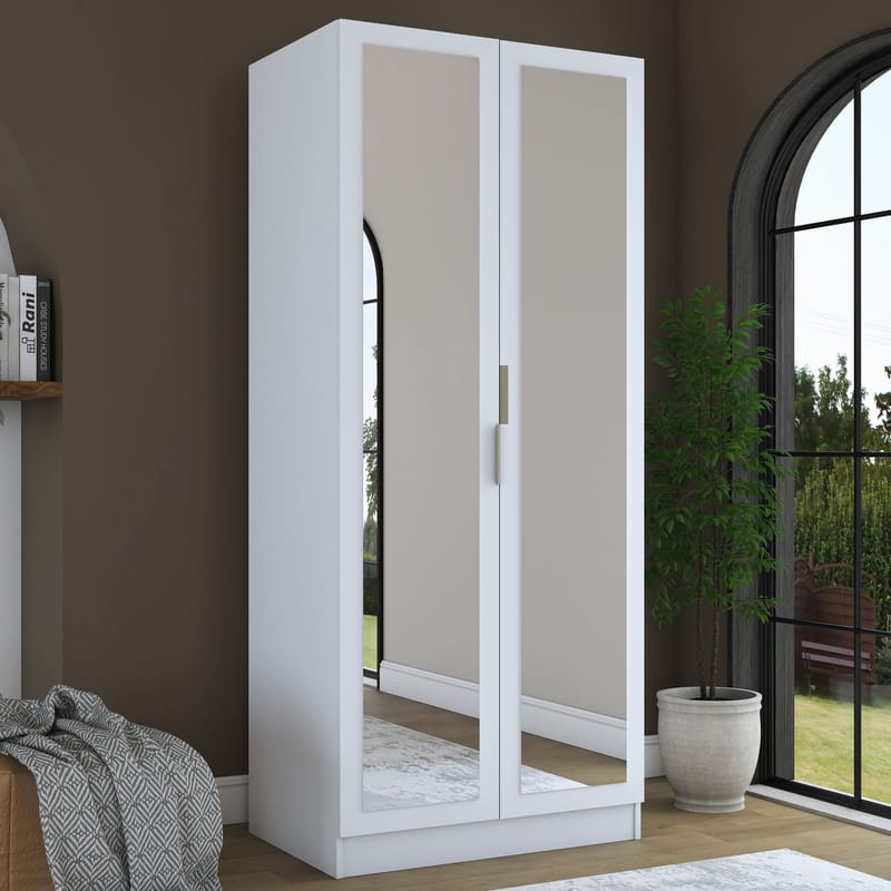 Sarnor Garderob 90x210x57,5 cm - Vit - Förvaring - Skåp - Garderobsskåp
