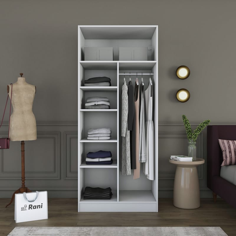 Sarnor Garderob 90x210x57,5 cm - Vit - Förvaring - Skåp - Garderobsskåp