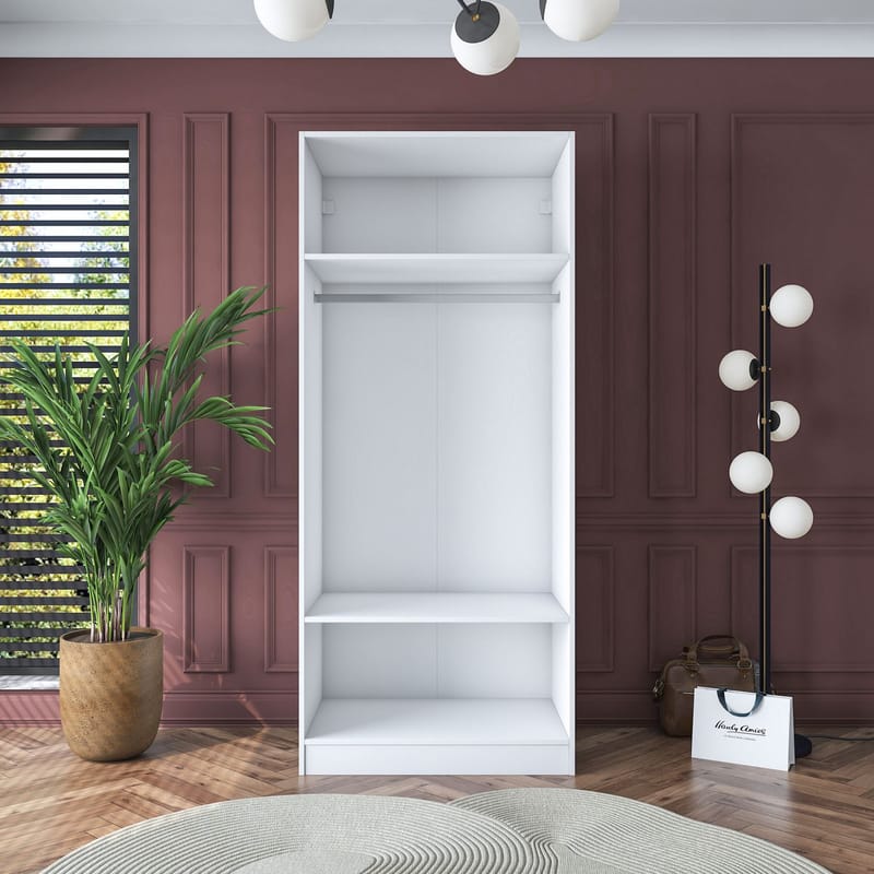Sarnor Garderob 90x210x57,5 cm - Vit - Förvaring - Skåp - Garderobsskåp