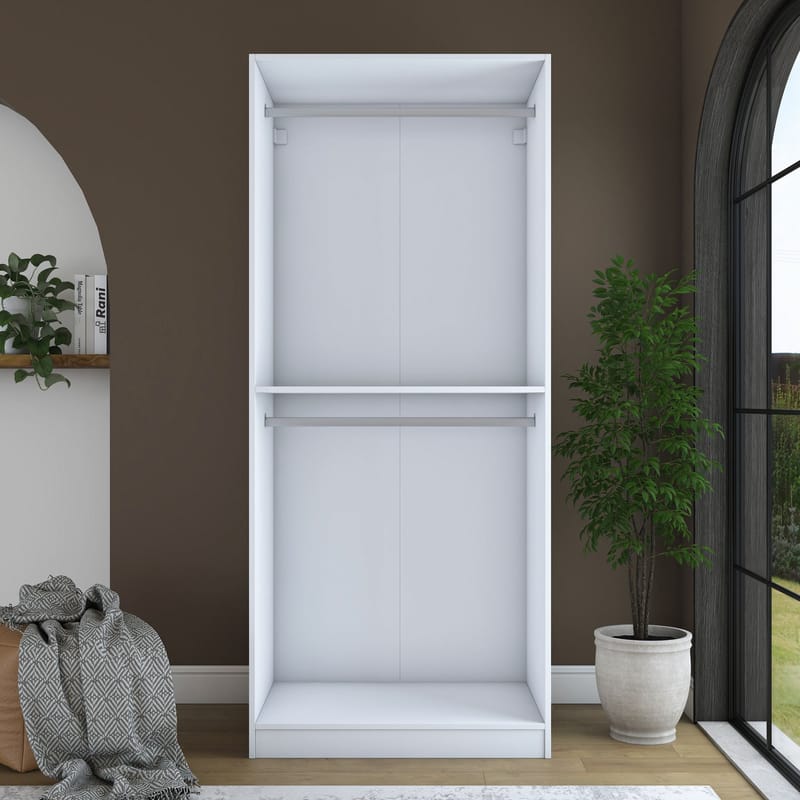 Sarnor Garderob 90x210x57,5 cm - Vit - Förvaring - Skåp - Garderobsskåp