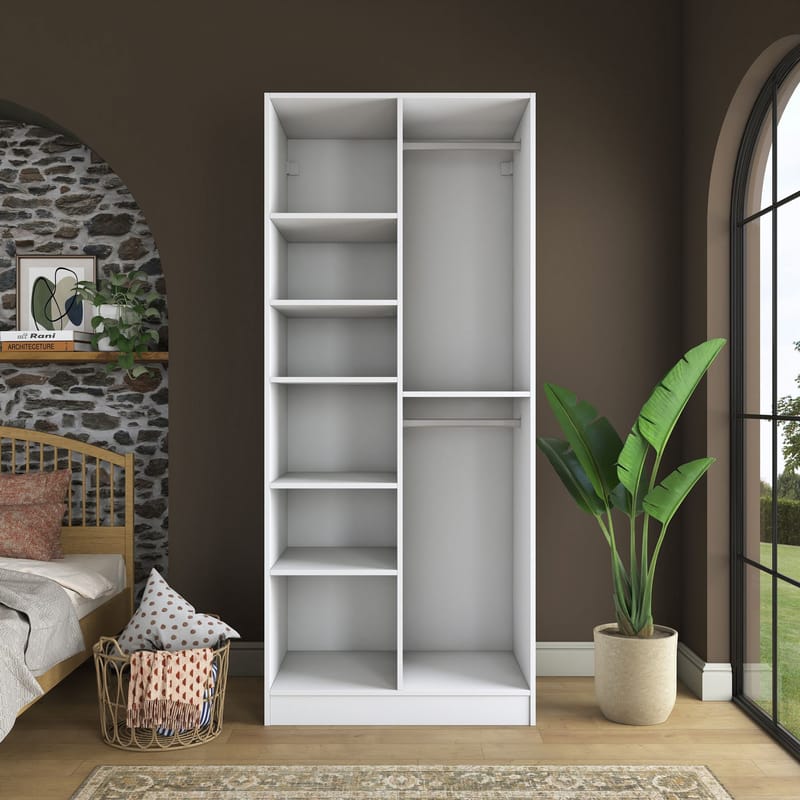 Sarnor Garderob 90x210x57,5 cm - Vit - Förvaring - Skåp - Garderobsskåp