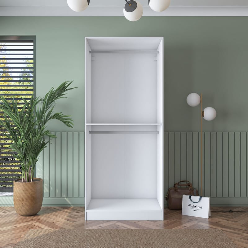 Sarnor Garderob 90x210x57,5 cm - Vit - Förvaring - Skåp - Garderobsskåp