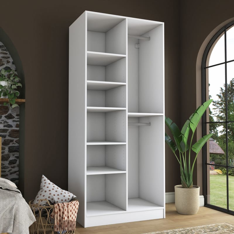 Sarnor Garderob 90x210x57,5 cm - Vit - Förvaring - Skåp - Garderobsskåp