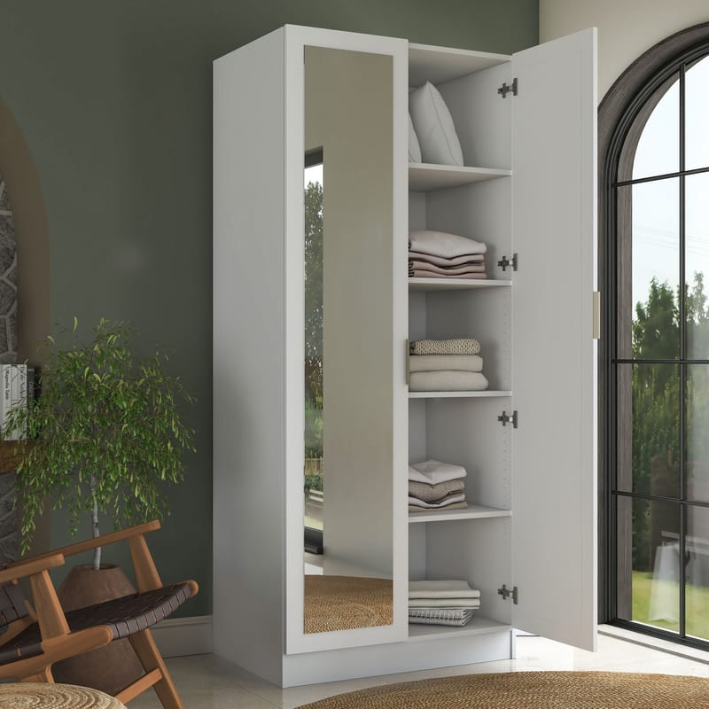 Sarnor Garderob 90x210x57,5 cm - Vit - Förvaring - Skåp - Garderobsskåp