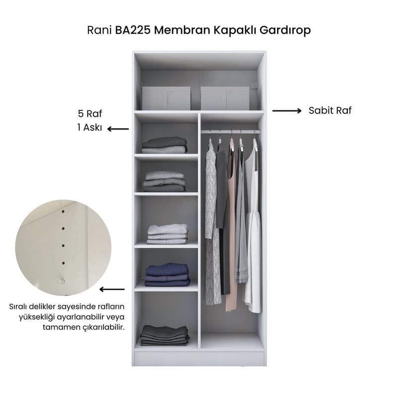 Sarnor Garderob 90x210x57,5 cm - Vit - Förvaring - Skåp - Garderobsskåp