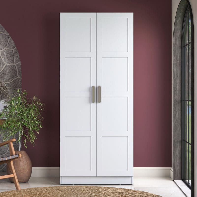 Sarnor Garderob 90x210x57,5 cm - Vit - Förvaring - Skåp - Garderobsskåp