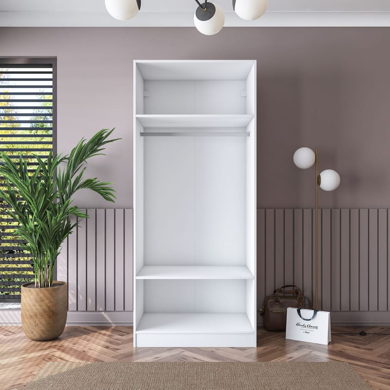 Sarnor Garderob 90x210x57,5 cm - Vit - Förvaring - Skåp - Garderobsskåp