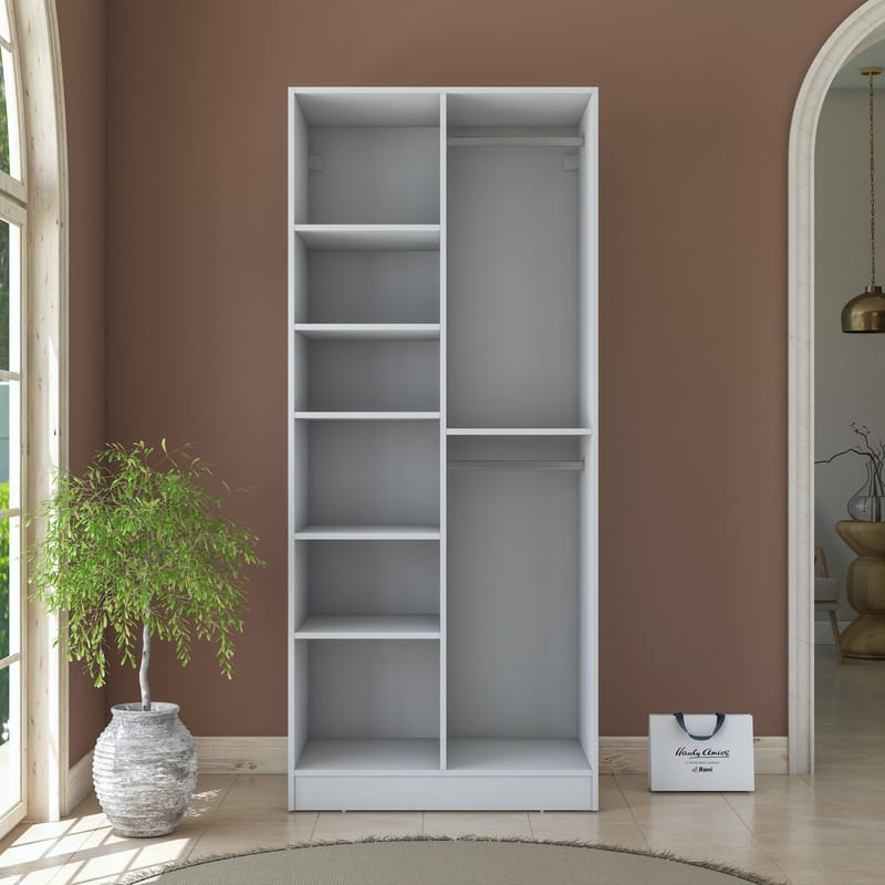 Sarnor Garderob 90x210x57,5 cm - Vit - Förvaring - Skåp - Garderobsskåp