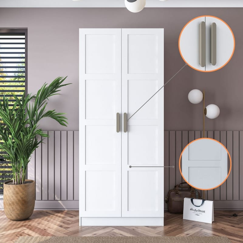 Sarnor Garderob 90x210x57,5 cm - Vit - Förvaring - Skåp - Garderobsskåp