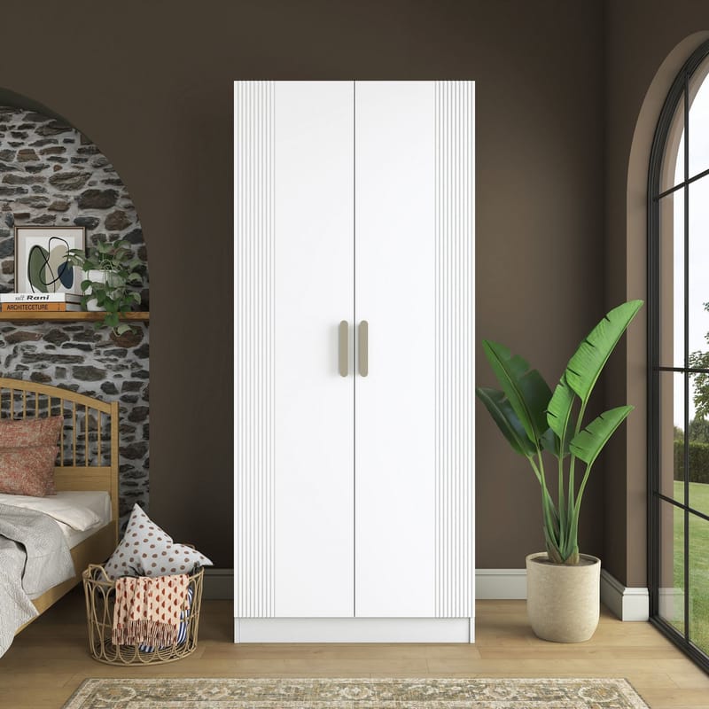 Sarnor Garderob 90x210x57,5 cm - Vit - Förvaring - Skåp - Garderobsskåp