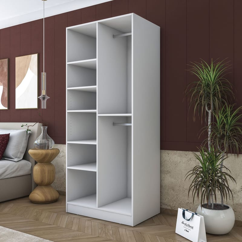 Sarnor Garderob 90x210x57,5 cm - Vit - Förvaring - Skåp - Garderobsskåp