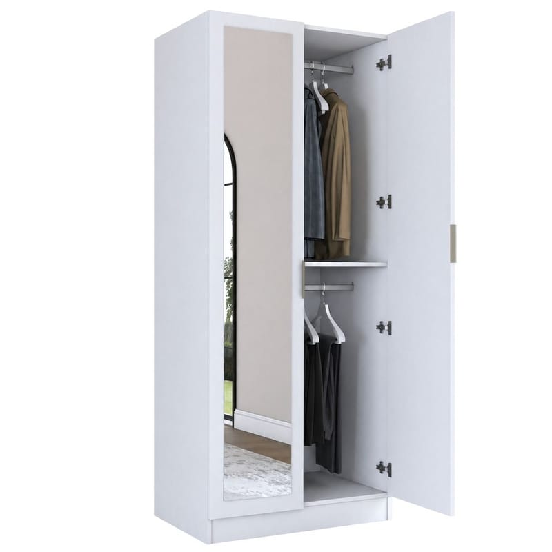 Sarnor Garderob 90x210x57,5 cm - Vit - Förvaring - Skåp - Garderobsskåp