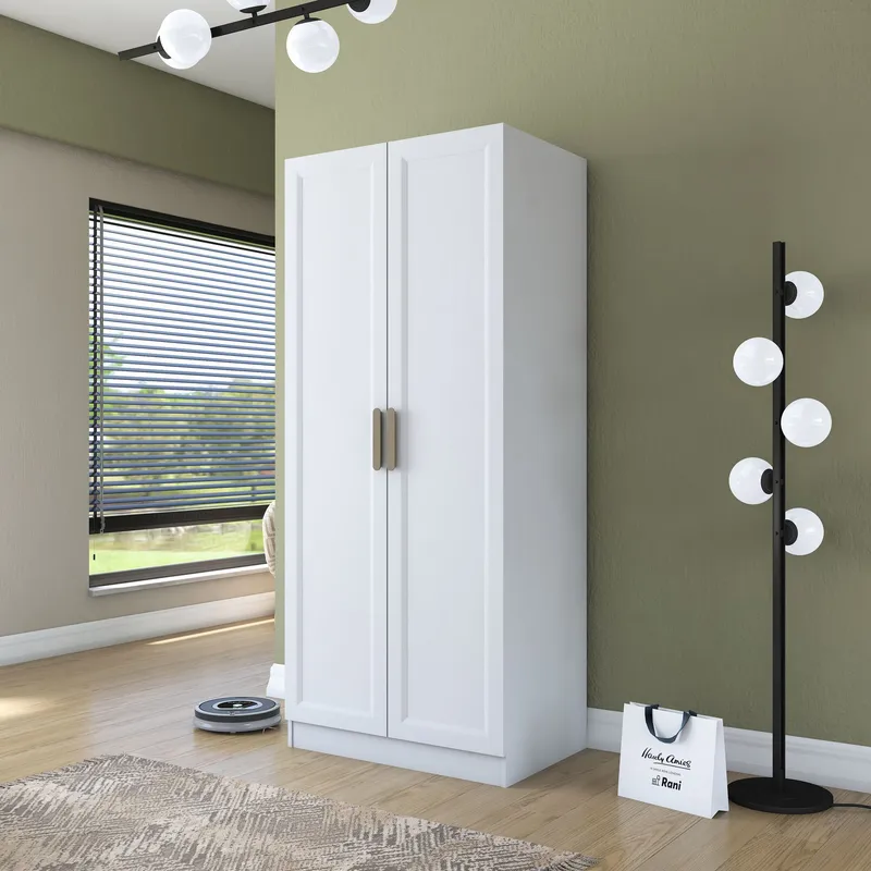 Sarnor Garderob 90x210x57,5 cm - Vit - Förvaring - Skåp - Garderobsskåp