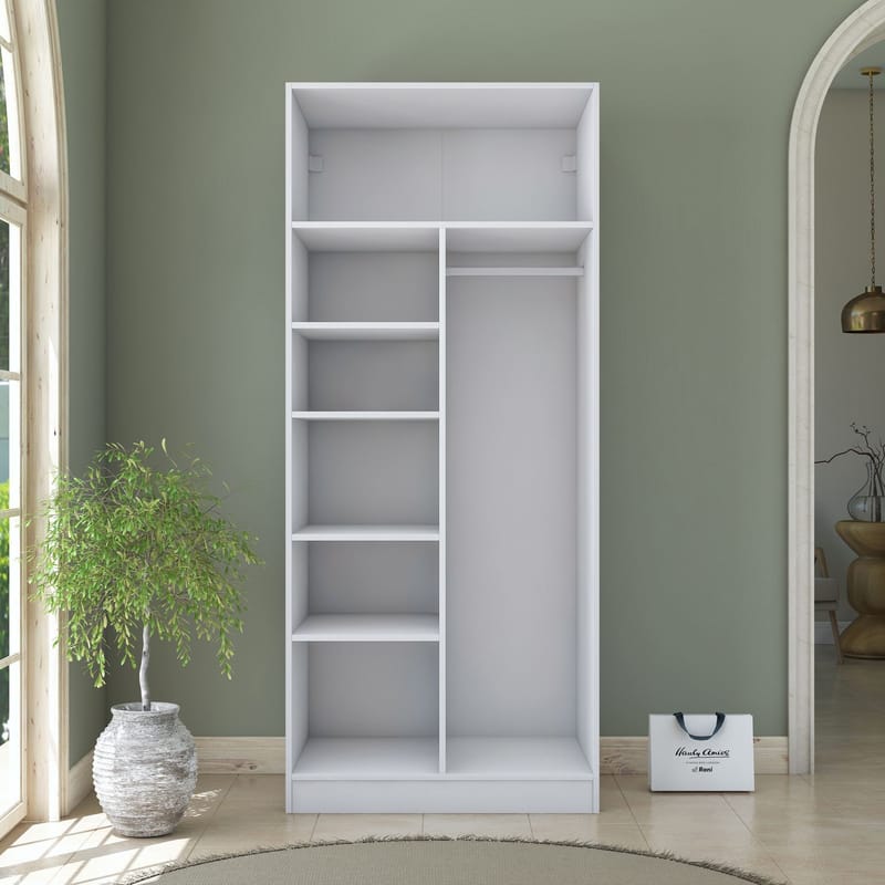 Sarnor Garderob 90x210x57,5 cm - Vit - Förvaring - Skåp - Garderobsskåp