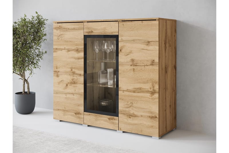 Sherie Vitrinskåp 120x104 cm - Brun - Förvaring - Skåp - Vitrinskåp