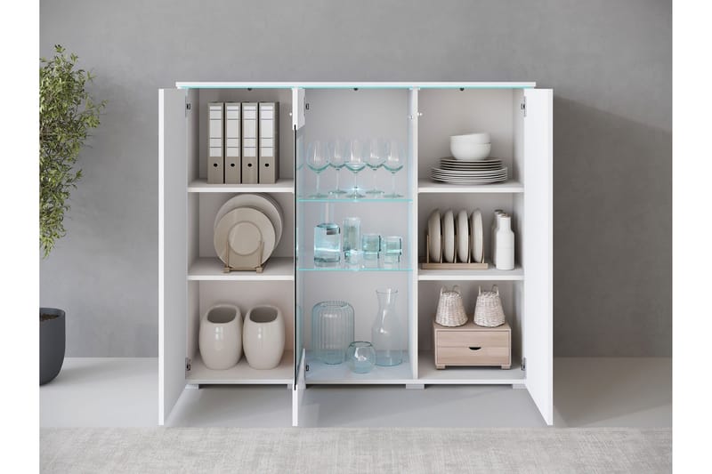 Sherie Vitrinskåp 120x104 cm - Vit - Förvaring - Skåp - Vitrinskåp