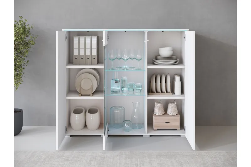 Sherie Vitrinskåp 120x104 cm - Vit - Förvaring - Skåp - Vitrinskåp