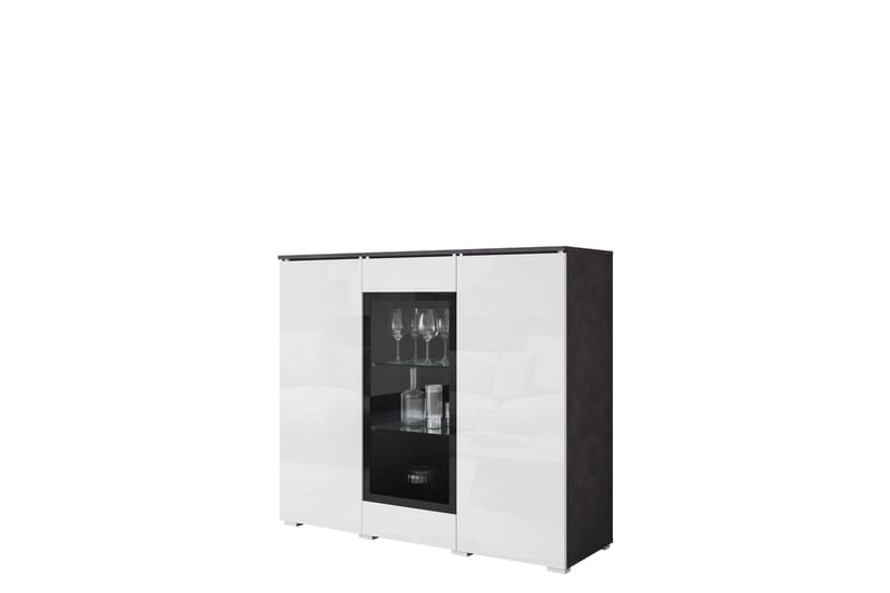 Sherie Vitrinskåp 120x104 cm - Vit/Grå - Förvaring - Skåp - Vitrinskåp