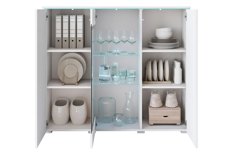 Sherie Vitrinskåp 120x104 cm - Vit/Grå - Förvaring - Skåp - Vitrinskåp