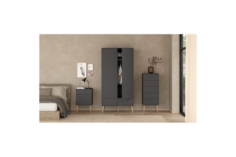 Shinta Garderobdsskåp 99x200 cm - Grå - Förvaring - Sko- & klädförvaring - Skoförvaring - Skoskåp