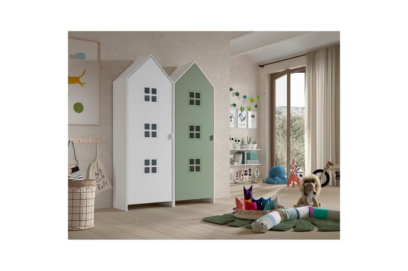 Skåp Casami Brygge 2-delad med 2 dörrar Grön/Vit - Grön/Vit - Förvaring - Skåp - Garderobsskåp