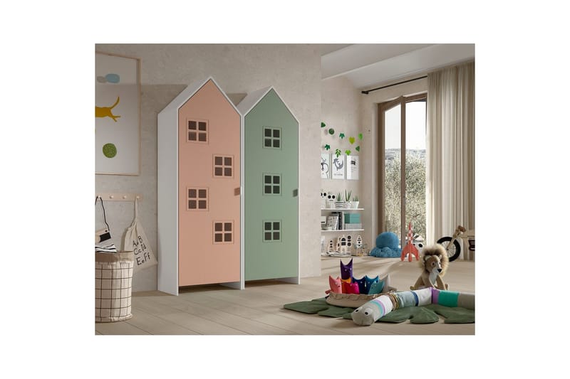 Skåp Casami Brygge 2-delad med 2 dörrar Rosa/Grön - Rosa/Grön - Förvaring - Skåp - Garderobsskåp