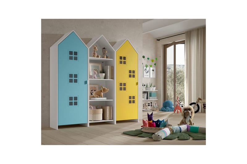 Skåp Casami Brygge 3-delad med 1 öppen enhet Gul/Blå - Gul/Blå - Förvaring - Skåp - Garderobsskåp