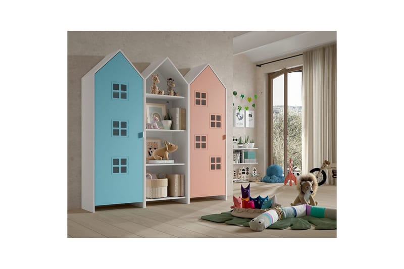 Skåp Casami Brygge 3-delad med 1 öppen enhet Rosa/Blå - Rosa/Blå - Förvaring - Skåp - Garderobsskåp