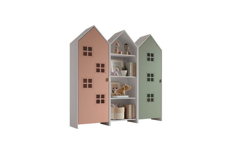 Skåp Casami Brygge 3-delad med 1 öppen enhet Rosa/Grön, Rosa/Grön