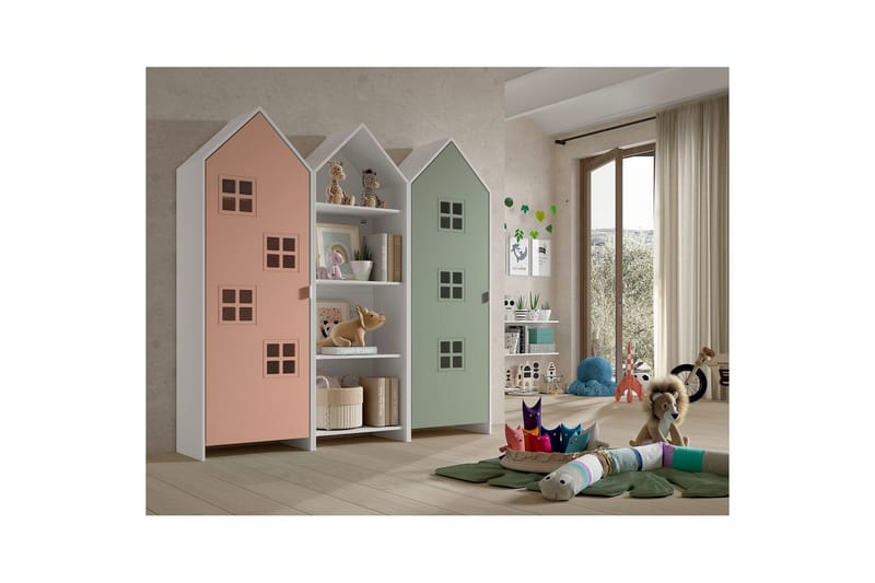 Skåp Casami Brygge 3-delad med 1 öppen enhet Rosa/Grön - Rosa/Grön - Förvaring - Skåp - Garderobsskåp