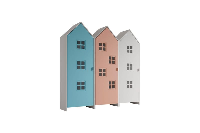 Skåp Casami Brygge 3-delad med 3 dörrar Rosa/Blå/Vit - Rosa/Blå/Vit - Förvaring - Skåp - Garderobsskåp