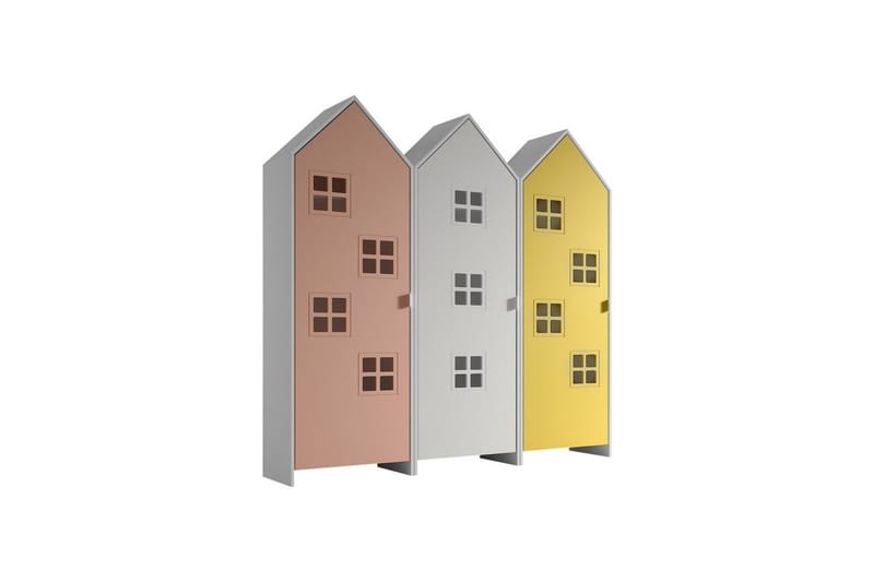 Skåp Casami Brygge 3-delad med 3 dörrar Vit/Rosa/Gul - Vit/Rosa/Gul - Förvaring - Skåp - Garderobsskåp