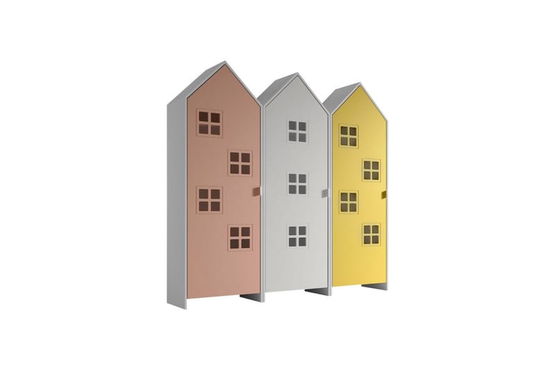 Skåp Casami Brygge 3-delad med 3 dörrar Vit/Rosa/Gul - Vit/Rosa/Gul - Förvaring - Skåp - Garderobsskåp
