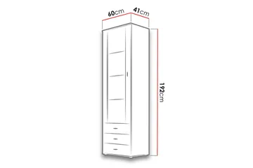 Soho Smalt Vitrinskåp RGB LED Belysning 41 cm djup 60 cm bred 192 cm hög Mörkt Trä Glas - Svart - Förvaring - Skåp - Vitrinskåp