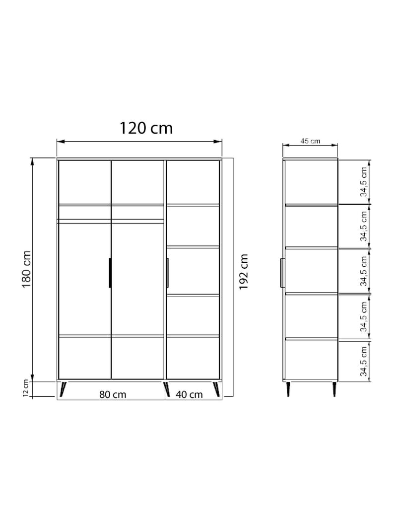 Sorav Garderob 120x192 cm - Ek / Vit - Förvaring - Skåp - Garderobsskåp