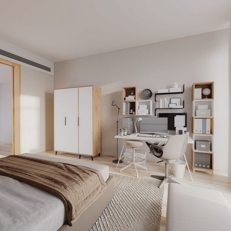 Sorav Garderob 120x192 cm - Ek / Vit - Förvaring - Skåp - Garderobsskåp