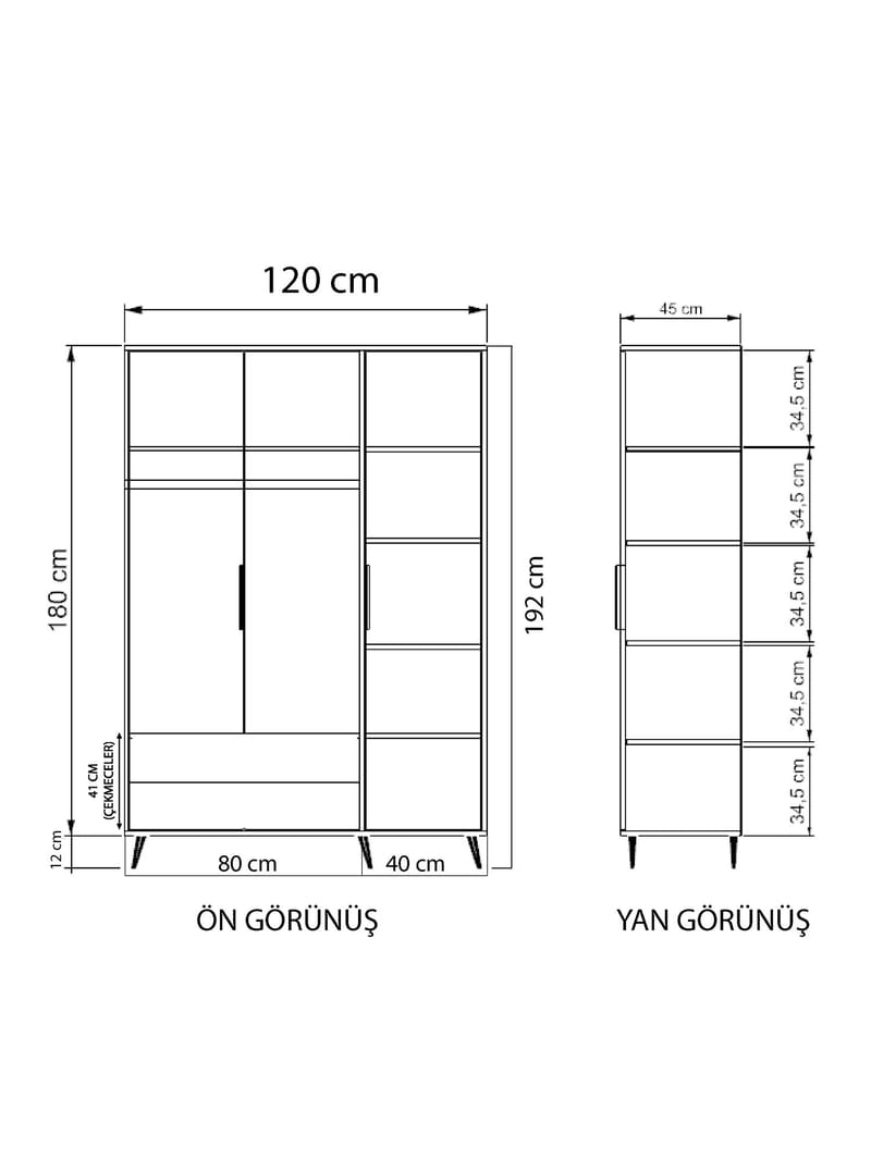 Sorav Garderob 120x192 cm - Ek / Vit - Förvaring - Skåp - Garderobsskåp