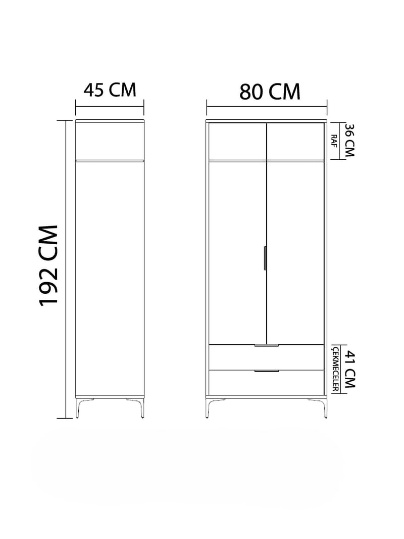Sorav Garderob 80x192 cm - Ek / Antracit - Förvaring - Skåp - Garderobsskåp