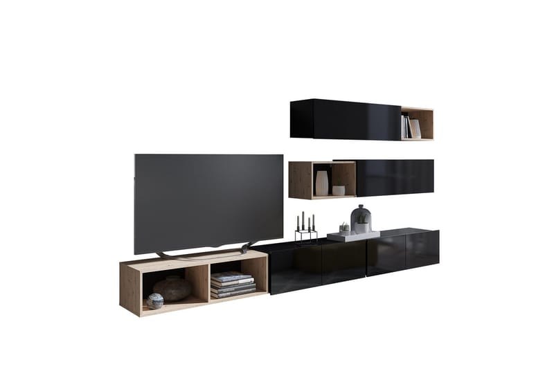 Tessan Väggenhet LED-belysning - Svart - Möbler - Vardagsrum - Bäddsoffor - Bäddsoffa divan