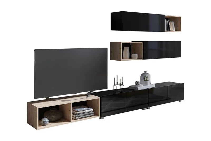 Tessan Väggenhet LED-belysning - Svart - Möbler - Vardagsrum - Bäddsoffor - Bäddsoffa divan
