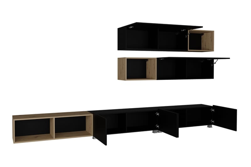 Tessan Väggenhet LED-belysning - Svart - Möbler - Vardagsrum - Bäddsoffor - Bäddsoffa divan