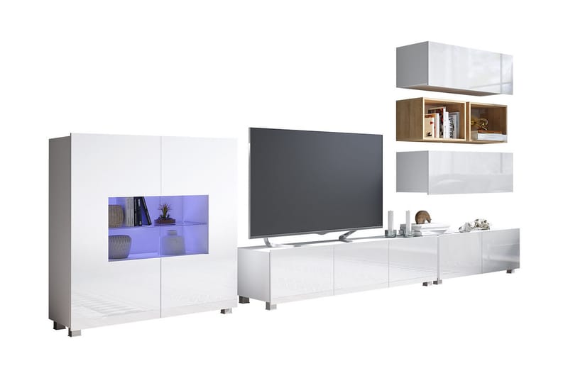 Tessan Väggenhet med Blå LED - Vit/Blå LED - Förvaring - Skåp
