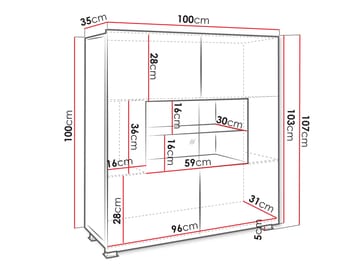 Tessan Vitrinskåp 100x107 cm - brun - Förvaring - Skåp - Vitrinskåp