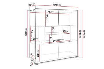Tessan Vitrinskåp 100x107 cm - Svart - Förvaring - Skåp - Vitrinskåp