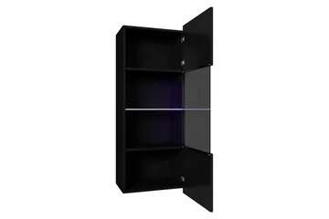 Tessan Vitrinskåp 45x32x117 cm - Svart/Vit Led-Belysning - Förvaring - Skåp - Vitrinskåp
