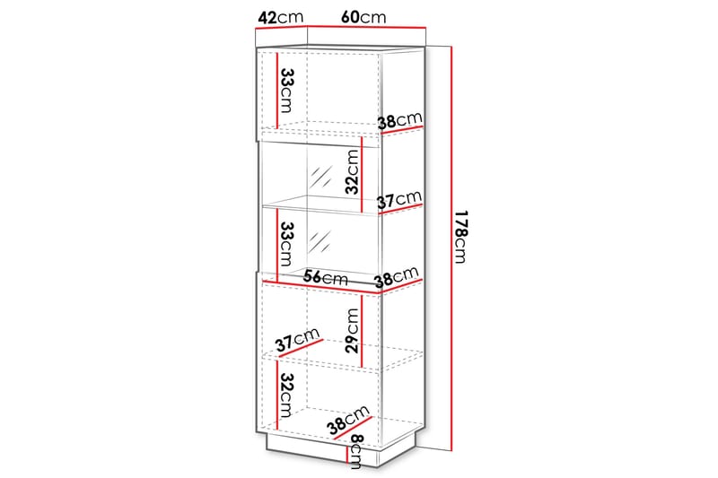 Torvalen Vitrinskåp 60x178 cm - Vit - Förvaring - Skåp - Vitrinskåp