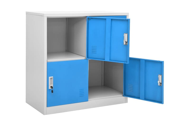 Två Locker Cabinets 90x45x92,5 cm Stål - Grå och blå - Förvaring - Skåp