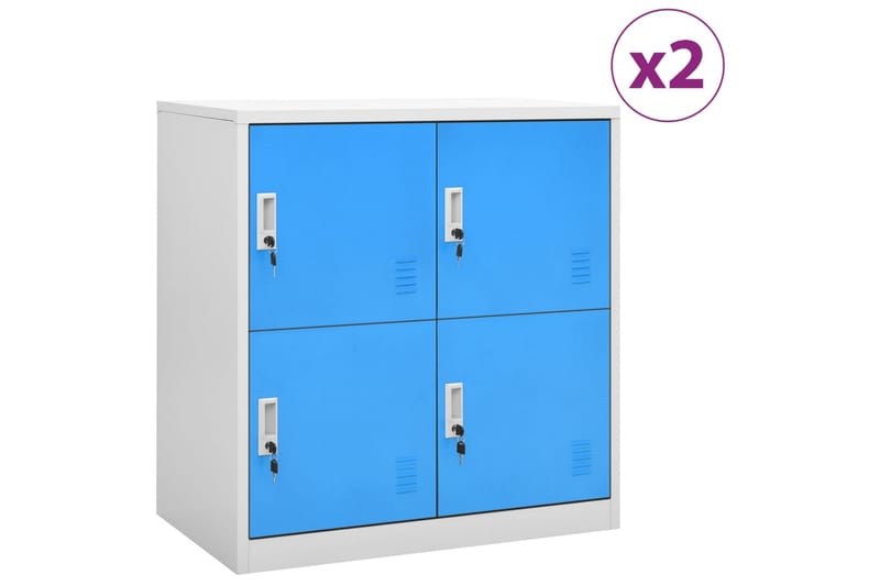 Två Locker Cabinets 90x45x92,5 cm Stål - Grå och blå - Förvaring - Skåp
