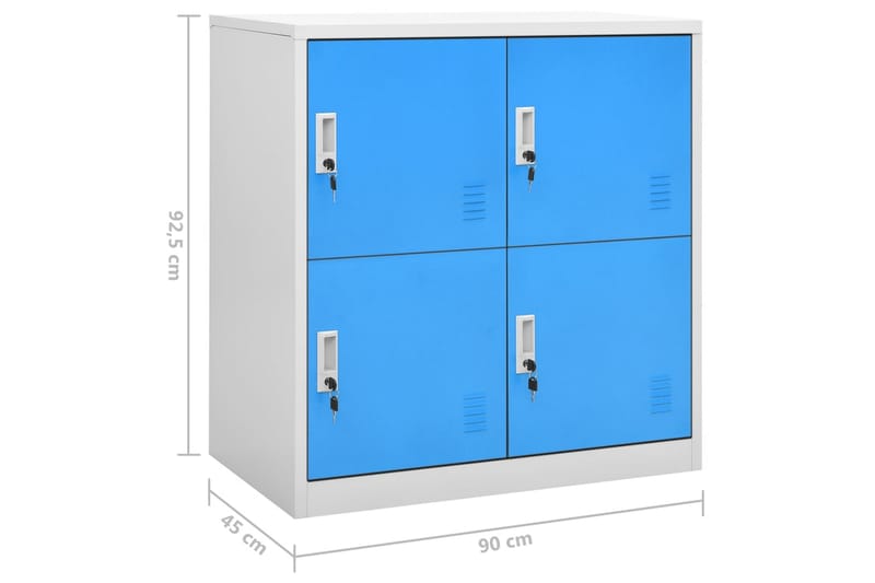 Två Locker Cabinets 90x45x92,5 cm Stål - Grå och blå - Förvaring - Skåp